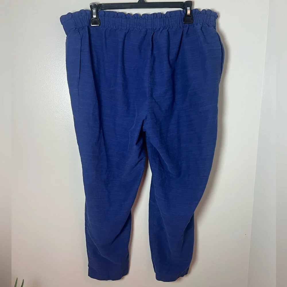 The Nines By Hatch Maternity Blue Textured Ankle Pants Stretch Cotton Size L - Picture 2 of 4